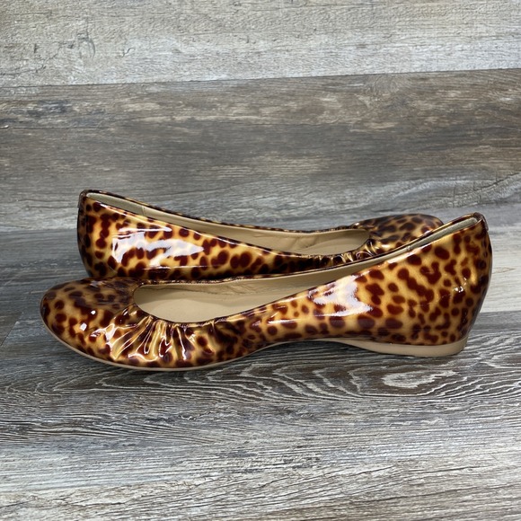 J. Crew sz 7 Tortoise Cece Patent Leather Ballet Flats Leopard Italy 49254 Sz 7 - Picture 9 of 11